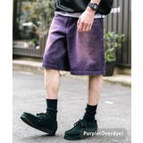 パープル(オーバーダイ) | デニムショートパンツ ワイド 膝丈 | Rocky Monroe