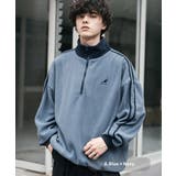 A.ブルー×ネイビー | 新色追加 KANGOL ハーフジップフリース | Rocky Monroe