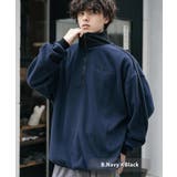 B.ネイビー×ブラック | 新色追加 KANGOL ハーフジップフリース | Rocky Monroe