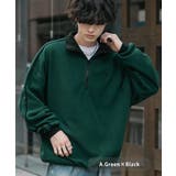 A.グリーン×ブラック | 新色追加 KANGOL ハーフジップフリース | Rocky Monroe