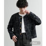 D1.ブラック | ノーカラージャケット ショート 短丈 | Rocky Monroe