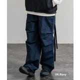 UK.ネイビー | カーゴパンツ ワイド 裏フリース | Rocky Monroe