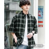 ブラック2(チェック) | ビッグシャツ 半袖 オーバーサイズ | Rocky Monroe