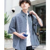 ネイビー(チェック) | ビッグシャツ 半袖 オーバーサイズ | Rocky Monroe