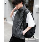 チャコール | ナイロンベスト 前開き スタンドネック | Rocky Monroe