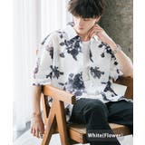ホワイト(花柄) | 半袖カジュアルシャツ メッシュ 総柄 | Rocky Monroe