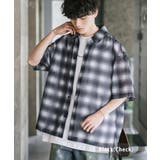 ブラック(チェック) | 半袖カジュアルシャツ メッシュ 総柄 | Rocky Monroe