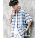 ホワイト(チェック) | 半袖カジュアルシャツ メッシュ 総柄 | Rocky Monroe