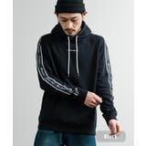 ブラック | Champion プルオーバーパーカー 袖ラインロゴ | Rocky Monroe