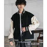A.ブラック×オフ | スタジャン ブルゾン アウター | Rocky Monroe