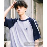 アッシュ×ネイビー | KANGOL 半袖Tシャツ ワッフル | Rocky Monroe
