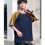ネイビー×マスタード | KANGOL 半袖Tシャツ ワッフル | Rocky Monroe
