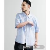 サックスストライプ | カジュアルシャツ ボタンダウン 半袖 | Rocky Monroe