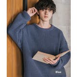 ブルー | ニット 畦編み クルーネック | Rocky Monroe