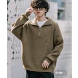 ベージュ | ニット ハーフジップ 畦編み | Rocky Monroe