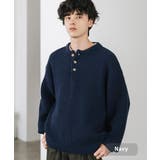 ネイビー | ニット ヘンリーネック 無地 | Rocky Monroe
