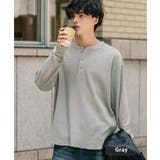 グレー | 長袖Tシャツ ワッフル ヘンリーネック | Rocky Monroe