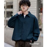 ネイビー(ストライプ) | シャツジャケット シャツ 長袖 | Rocky Monroe