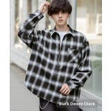 ブラックオンブレチェック | チェックシャツ ハーフジップ 長袖 | Rocky Monroe