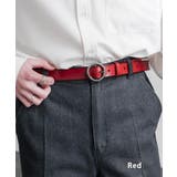 レッド | レザーベルト リングバックル 本革 | Rocky Monroe
