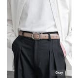 グレー | レザーベルト スクエアバックル 本革 | Rocky Monroe