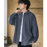 ネイビーチェック | 長袖チェックシャツ ネルシャツ オーバーサイズ | Rocky Monroe
