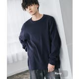 ネイビー | ワッフルニットセーター 無地 配色リブ | Rocky Monroe