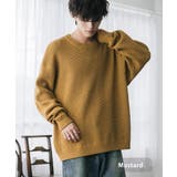 マスタード | ワッフルニットセーター 無地 配色リブ | Rocky Monroe