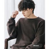 ブラウン | ワッフルニットセーター 無地 配色リブ | Rocky Monroe