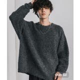 チャコール | シャギーニットセーター ウール混 無地 | Rocky Monroe
