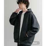 ブラック | ジップパーカー ダンボールニット 無地 | Rocky Monroe