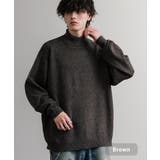 ブラウン | ニット タートルネック ウール混メランジセーター | Rocky Monroe