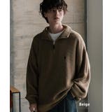 ベージュ | ユーエスポロアッスン 長袖畦編みニット ハーフジップ | Rocky Monroe