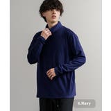6.ネイビー | 長袖カットソー フリース タートルネック | Rocky Monroe