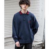 B.ネイビー | ポロシャツ ニット ワンポイント刺繍 | Rocky Monroe