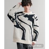1.ナチュラル×ブラック | ニット セーター 総柄 | Rocky Monroe