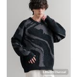 2.ブラック×チャコール | ニット セーター 総柄 | Rocky Monroe