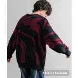 3.ブラック×ボルドー | ニット セーター 総柄 | Rocky Monroe