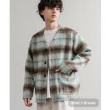 ミント×ブラウン | ノーカラージャケット シャギー チェック | Rocky Monroe