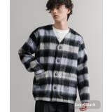 サックス×ブラック | ノーカラージャケット シャギー チェック | Rocky Monroe