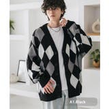 A1.ブラック | ニットカーディガン 総柄 チェック | Rocky Monroe