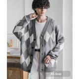 A3.グレー | ニットカーディガン 総柄 チェック | Rocky Monroe