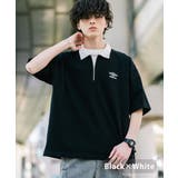 ブラック×ホワイト | UMBRO ハーフジップ 半袖ポロシャツ | Rocky Monroe