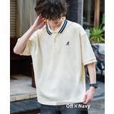 オフ×ネイビー | KANGOL 半袖ポロシャツ 接触冷感 | Rocky Monroe