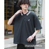 チャコール×ホワイト | KANGOL 半袖ポロシャツ 接触冷感 | Rocky Monroe