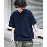 ネイビー×ブラウン | KANGOL 半袖ポロシャツ 接触冷感 | Rocky Monroe