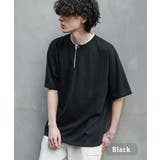 ブラック | Tシャツ 半袖 ヘンリーネック | Rocky Monroe