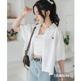 10.ホワイト | 半袖シャツ ロゴ刺繍 短丈 | Rocky Monroe【woman】
