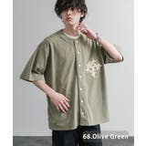 68.オリーブグリーン | ベースボールシャツ 半袖 ピグメント加工 | Rocky Monroe