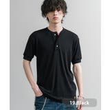 19.ブラック | Tシャツ ヘンリーネック 半袖 | Rocky Monroe